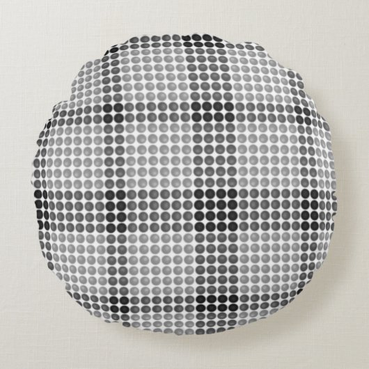 黒からグレーのボールまたは穴、十字形の正方形 ラウンドクッション (正面)