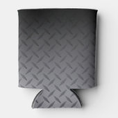 黒からグレーダイヤモンドプレートスチールルルックアート 缶クーラー (正面)