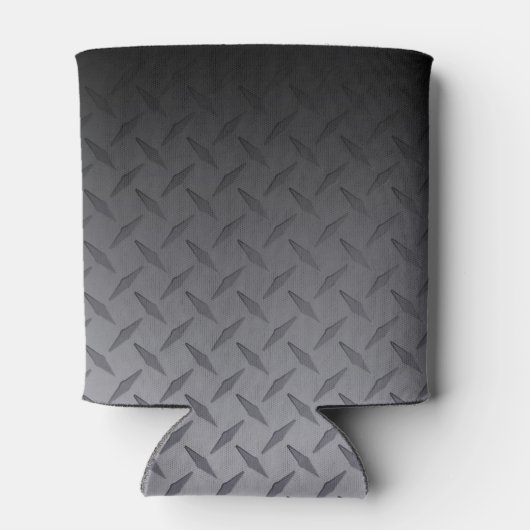 黒からグレーダイヤモンドプレートスチールルルックアート 缶クーラー (裏面)