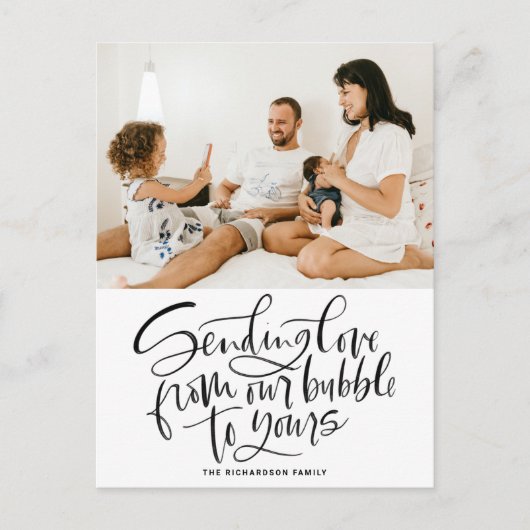 黒から愛を送る私たちのバブルからあなたの写真 シーズンポストカード (正面)