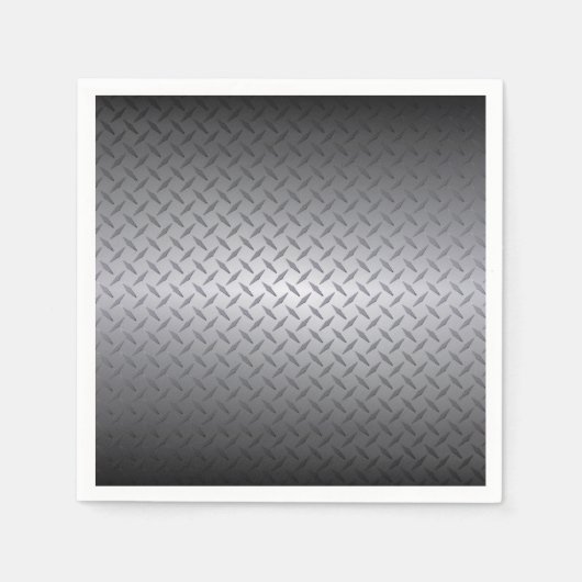 黒から明るい鋼のフェードダイヤモンド板パターン スタンダードカクテルナプキン (正面)