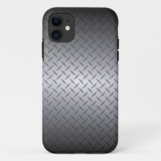 黒から明るい鋼へのフェードダイヤモンドプレートの背景 Case-Mate iPhoneケース (裏面)