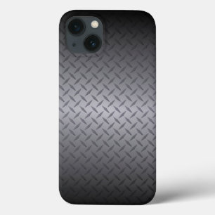 黒から灰色のダイヤモンドプレート鋼の背景アート iPhone 13ケース