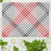 黒から赤のボールまたは穴、十字形の正方形 キッチンタオル (折り畳み)