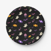 黒かわいいカラフルおもしろいマジカルハロウィーン ペーパープレート (正面)