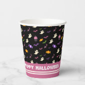 黒かわいいカラフルおもしろいマジカルハロウィーン 紙コップ (裏面)