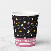 黒かわいいカラフルおもしろいマジカルハロウィーン 紙コップ (正面)