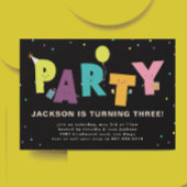 黒かわいいカラフル招待状はがき 招待状