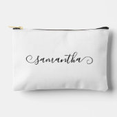 黒かわいいカールの署名名 アクセサリーポーチ (正面)