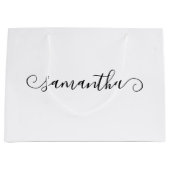 黒かわいいカールの署名名 ラージペーパーバッグ (正面)