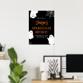 黒かわいい幽霊不気味誕生日ウェルカムサイン ポスター (ホームオフィス)