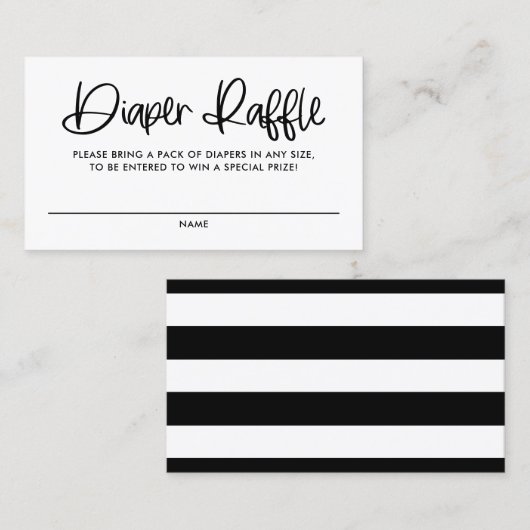 黒かわいい書モダン道おむつラッフルカード 名刺 (正面/裏面)
