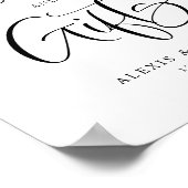 黒かわいい書道のカードとギフト結婚ズ ポスター (角)