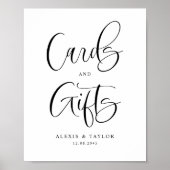 黒かわいい書道のカードとギフト結婚ズ ポスター (正面)