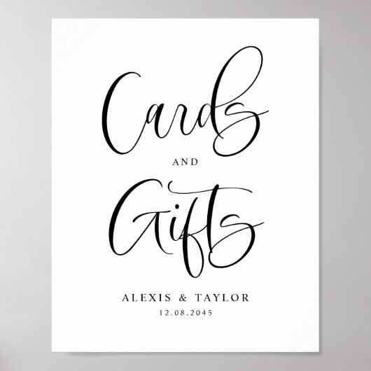 黒かわいい書道のカードとギフト結婚ズ ポスター (正面)