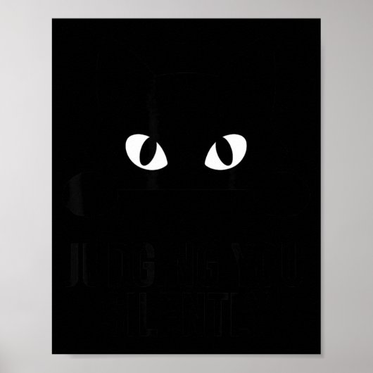 黒かわいい猫の目 ミニマリスト 冗談で人を判断 ポスター (正面)