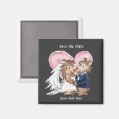 黒かわいい結婚式の日付の磁石を保存 マグネット (正面/裏面)