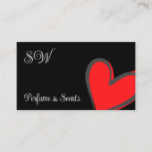 黒かわいい赤いハートシックとモノグラムと写真 名刺 (正面)