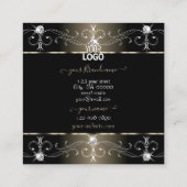 黒かわいらしとベージュの華美オーナメント（ロゴ付き） スクエア名刺 (裏面)