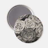 黒かわいらしと白のバラ花束 マグネット (正面/裏面)