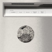 黒かわいらしと白のバラ花束 マグネット (インサイチュ (食洗機))