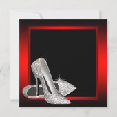 黒かわいらしと赤のグリッターハイヒール誕生日 招待状 (裏面)