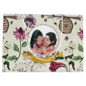 黒かわいらしと金ゴールドのビークラウン王室の写真 ラージペーパーバッグ (裏面)