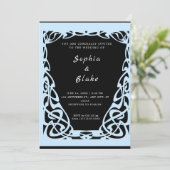 黒かわいらしと青のアールデコ結婚 招待状 (スタンド正面)