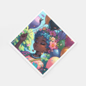 黒かわいらしアニメ女子誕生日 スタンダードランチョンナプキン (角)