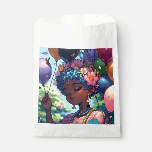 黒かわいらしアニメ女子誕生日 フェイバーバッグ (正面)