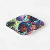 黒かわいらしアニメ女子誕生日 ペーパープレート (傾斜あり)