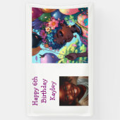 黒かわいらしアニメ女子誕生日 横断幕 (縦)