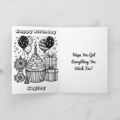 黒かわいらしアニメ誕生日風船 カード (内部)