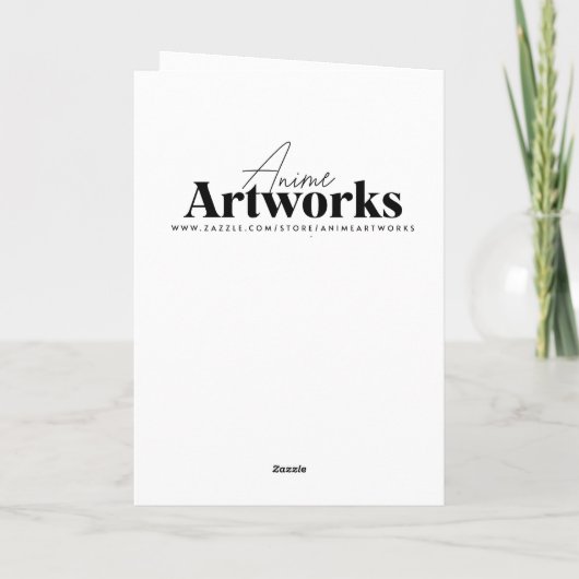 黒かわいらしアニメ誕生日風船 カード (裏面)