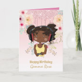 黒かわいらしガーリー女の子の誕生日 – 多くのテーマ カード (正面)