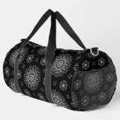 黒かわいらしスタイリッシュと白のドットアートパターン ダッフルバッグ (右コーナー)