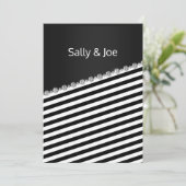 黒かわいらしストライプ結婚ズグレー 招待状 (スタンド正面)