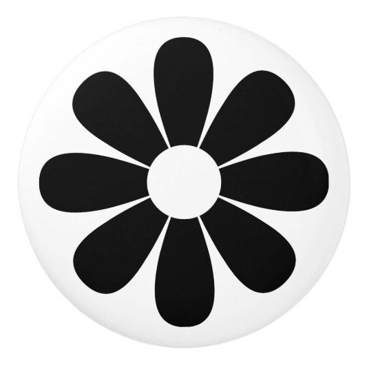 黒かわいらしデイジー セラミックノブ (正面)
