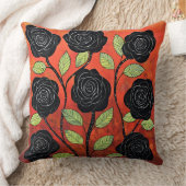 黒かわいらしバラ クッション (ブランケット)