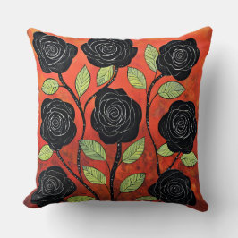 黒かわいらしバラ クッション