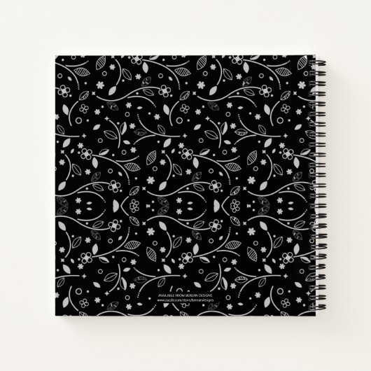 黒かわいらしパーソナライズされたフローラ祈りの言葉ジャーナル ノートブック (裏面)