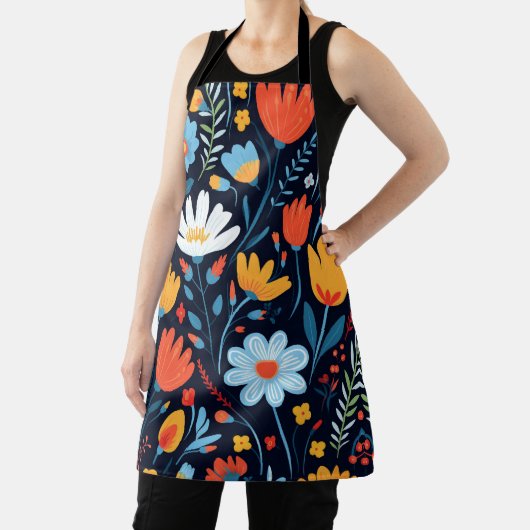 黒かわいらしフェミニン花柄 エプロン (インサイチュ)