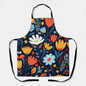 黒かわいらしフェミニン花柄 エプロン (正面)