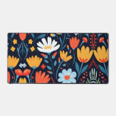 黒かわいらしフェミニン花柄 デスクマット (正面)