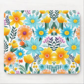 黒かわいらしフェミニン花柄 マウスパッド (正面)