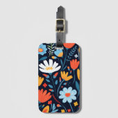 黒かわいらしフェミニン花柄 ラゲッジタグ (正面縦)