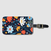 黒かわいらしフェミニン花柄 ラゲッジタグ (正面横)