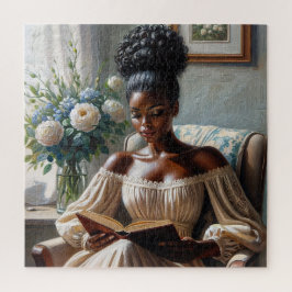 黒かわいらし女読のAブックアート ジグソーパズル