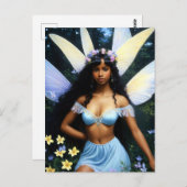 黒かわいらし妖精ガールメラニン魔法アート ポストカード (正面/裏面)