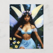 黒かわいらし妖精ガールメラニン魔法アート ポストカード (正面)